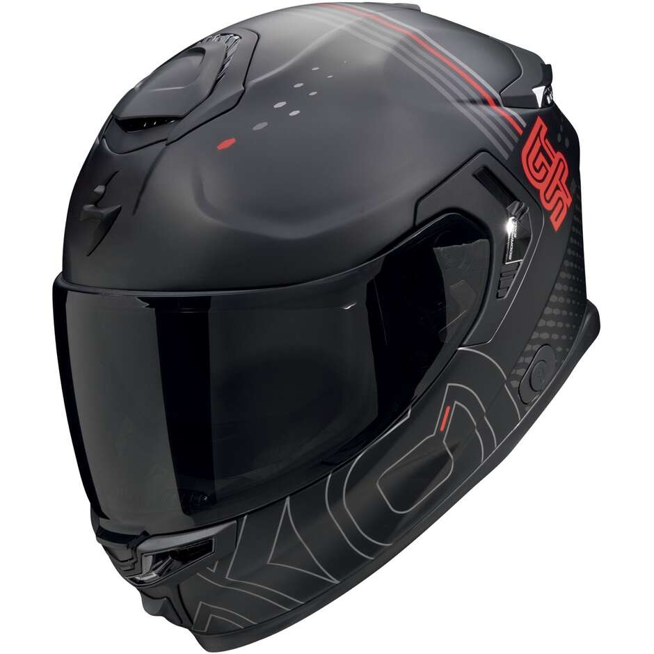 Scorpion EXO-GT SP AIR TECHLANE Integral-Motorradhelm Matt Schwarz Grau Rot