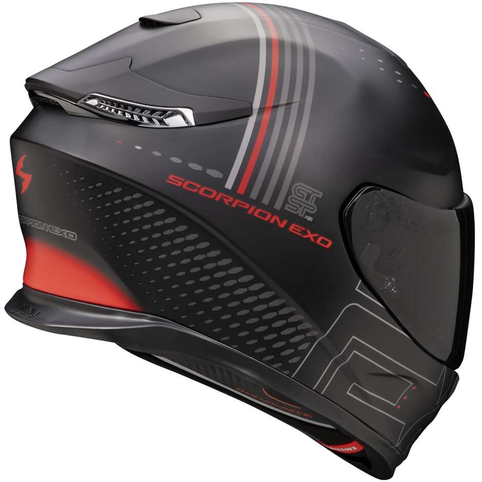 Scorpion EXO-GT SP AIR TECHLANE Integral-Motorradhelm Matt Schwarz Grau Rot