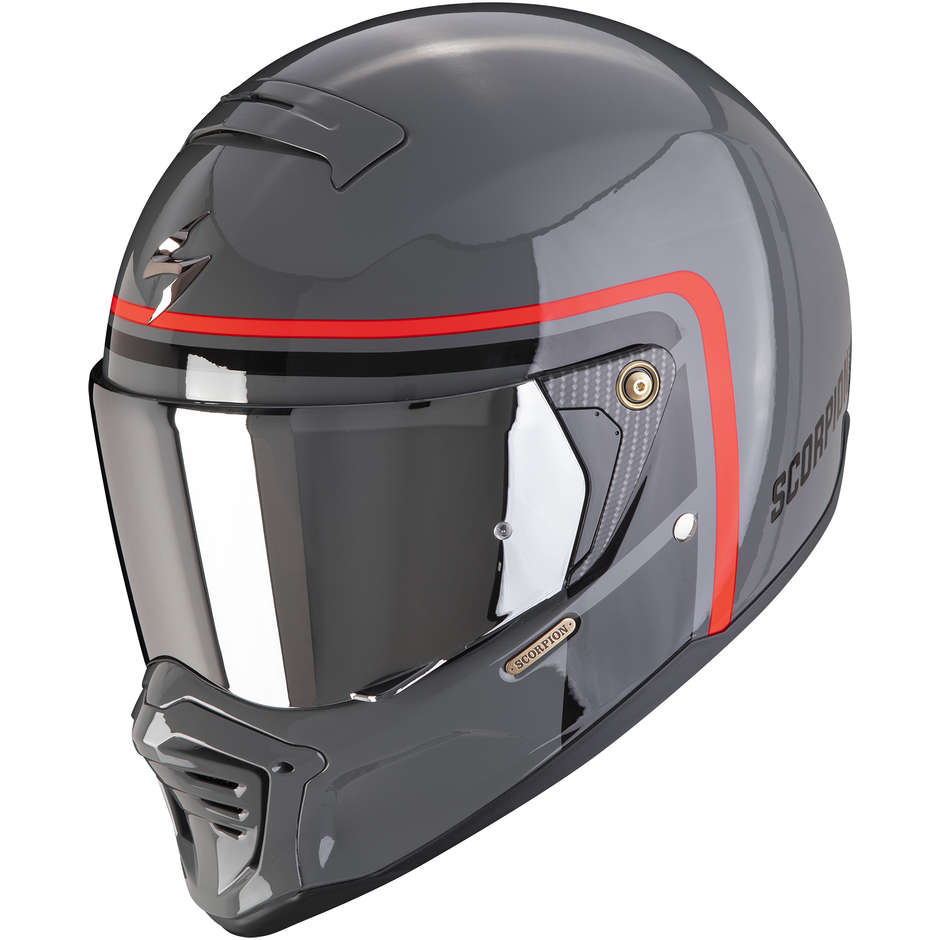 Scorpion EXO-HX1 NOSTALGIA Integral Motorcycle Helmet Gray Cement Black Red