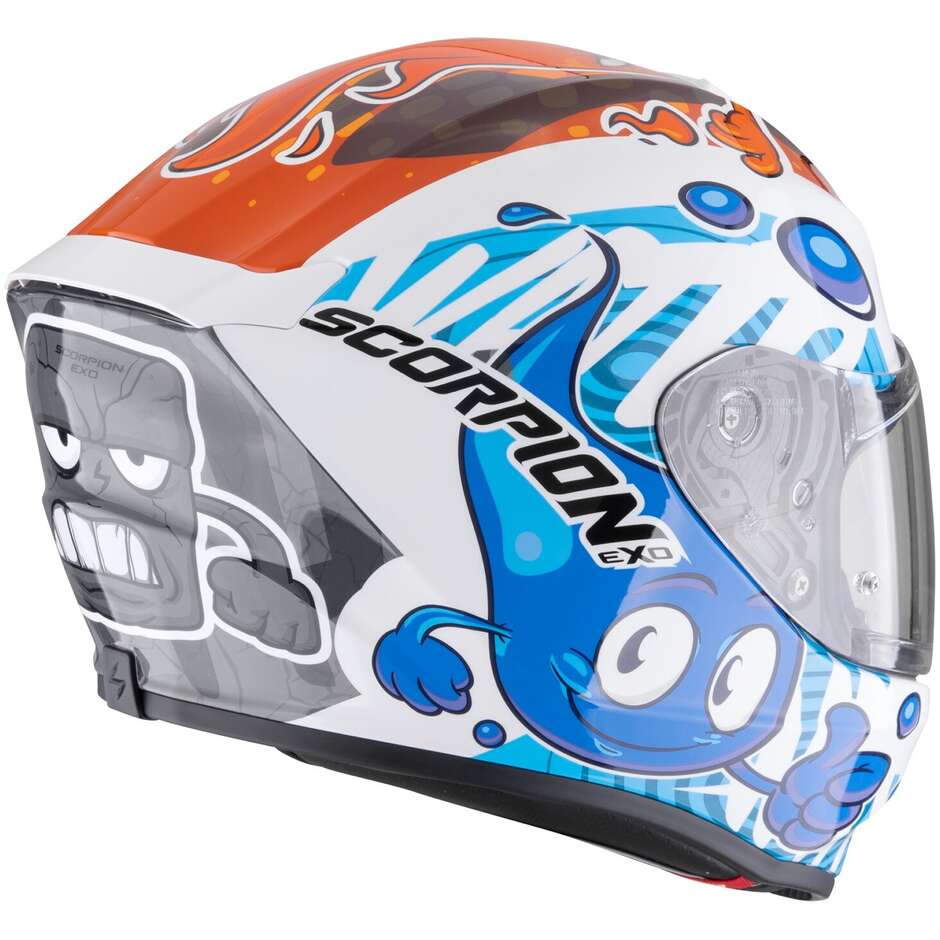 Scorpion EXO-JNR AIR Integral-Kindermotorradhelm The4elements Weiß Blau Orange