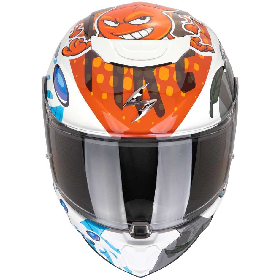 Scorpion EXO-JNR AIR Integral-Kindermotorradhelm The4elements Weiß Blau Orange