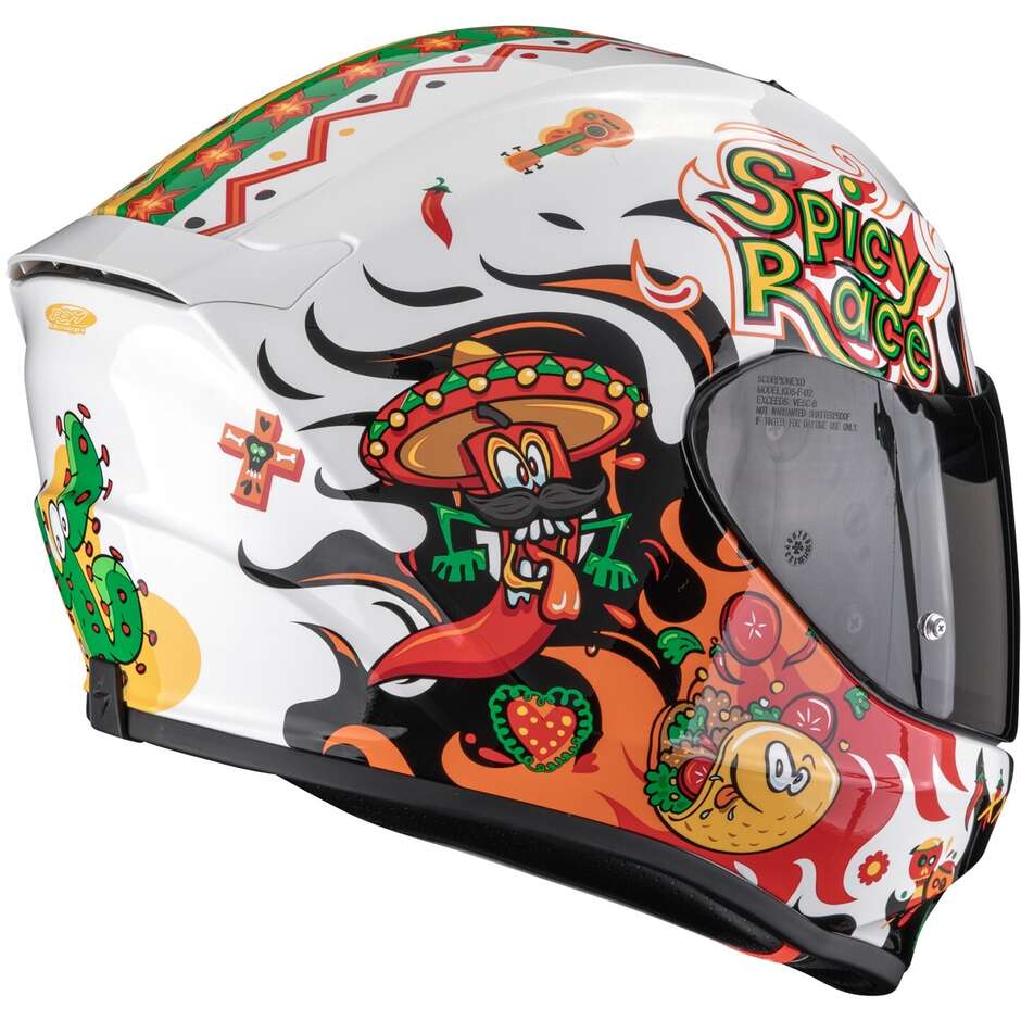 Scorpion EXO-JNR AIR YUCATAN Integralhelm für Motorradfahrer für Kinder, Weiß, Orange, Schwarz