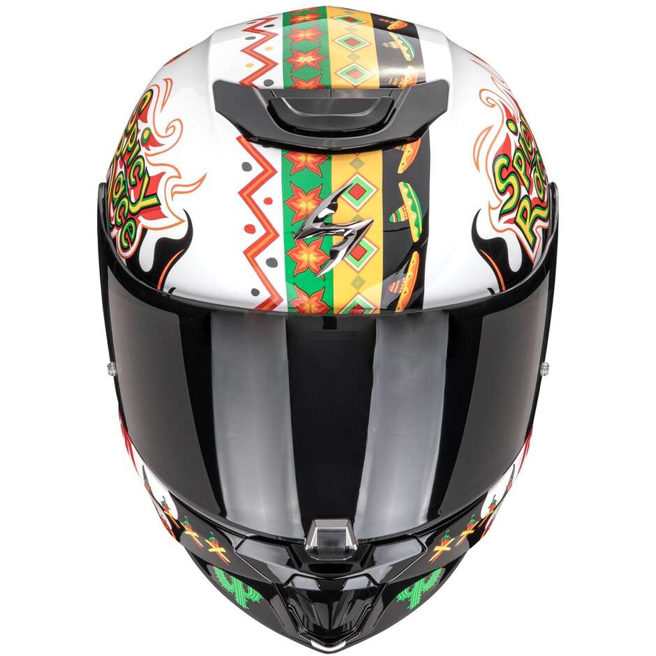 Scorpion EXO-JNR AIR YUCATAN Integralhelm für Motorradfahrer für Kinder, Weiß, Orange, Schwarz