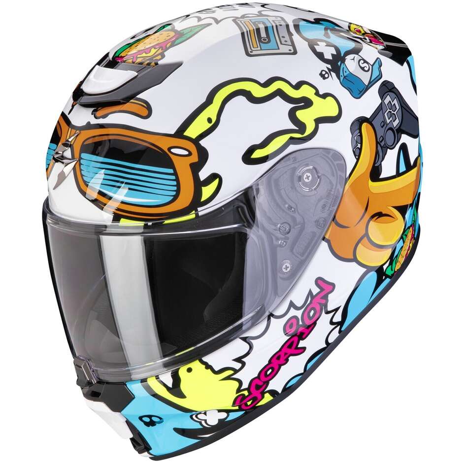 Scorpion EXO-JNR FUN Full Face Child Motorcycle Helmet White Blue