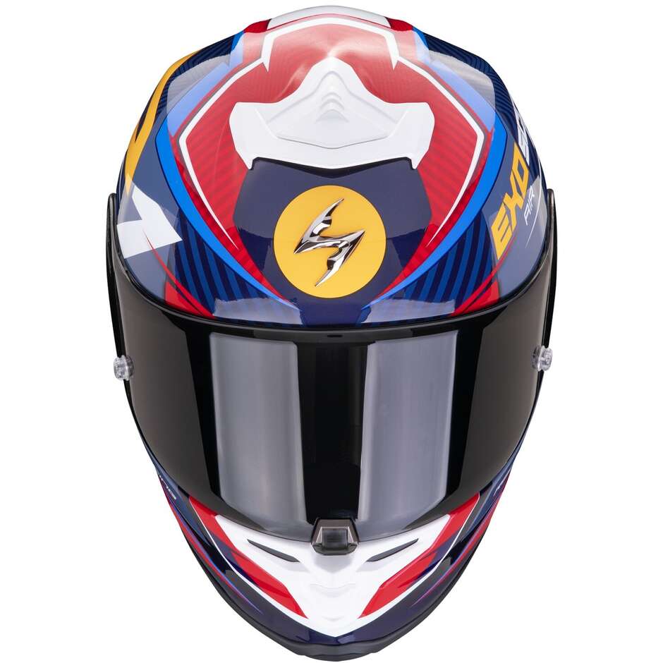 Scorpion EXO R1 EVO AIR COUP Fiber Full Face Motorcycle Helmet Blue Red Yellow