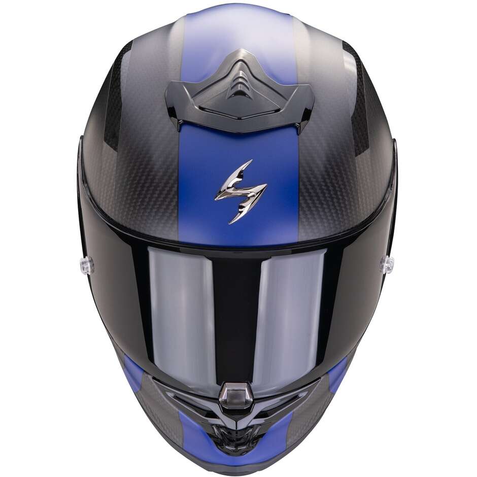 Scorpion EXO R1 EVO CARBON AIR MG Schwarz Blau Integral-Motorradhelm