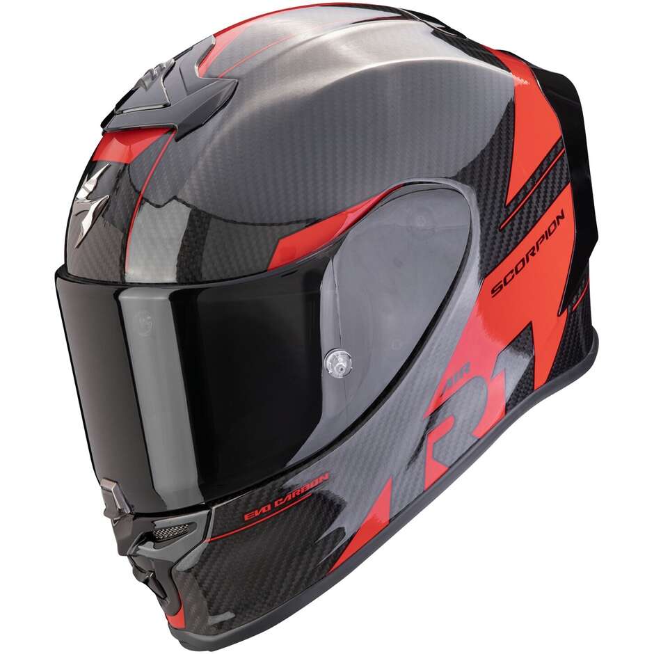 Scorpion EXO R1 EVO CARBON AIR RALLY Full Face Carbon Motorcycle Helmet Black Red