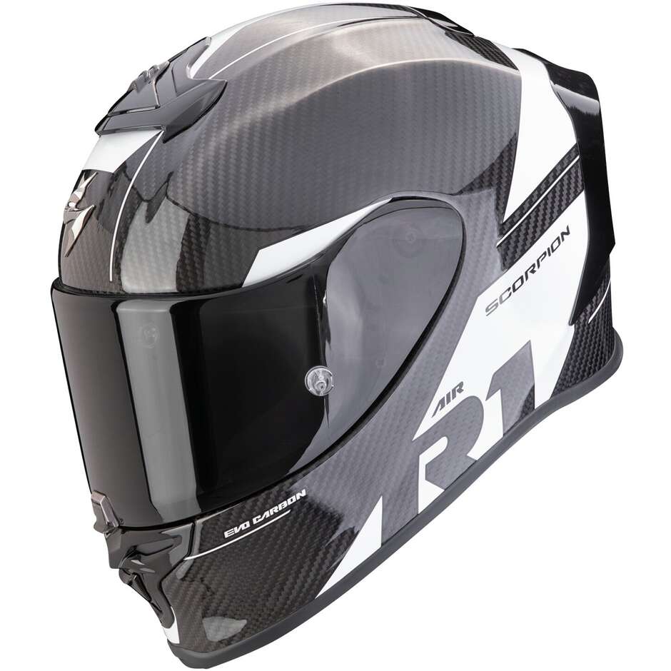 Scorpion EXO R1 EVO CARBON AIR RALLY Full Face Carbon Motorcycle Helmet Black White