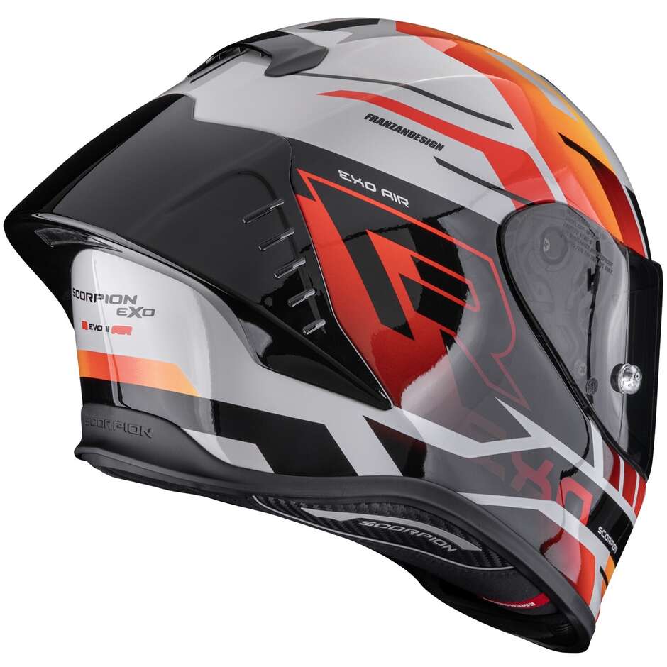 Scorpion EXO-R1 EVO II AIR ADRENALINE Integralhelm Motorrad Grau Rot Orange