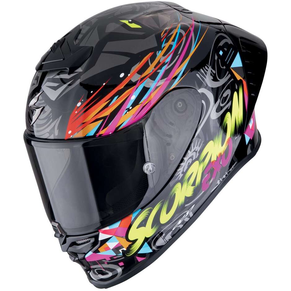 Scorpion EXO-R1 EVO II AIR SAVAGE Full Face Motorcycle Helmet Black Blue Pink