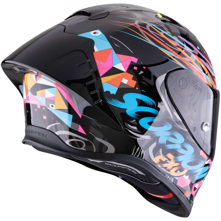 Scorpion EXO-R1 EVO II AIR SAVAGE Full Face Motorcycle Helmet Black Blue Pink