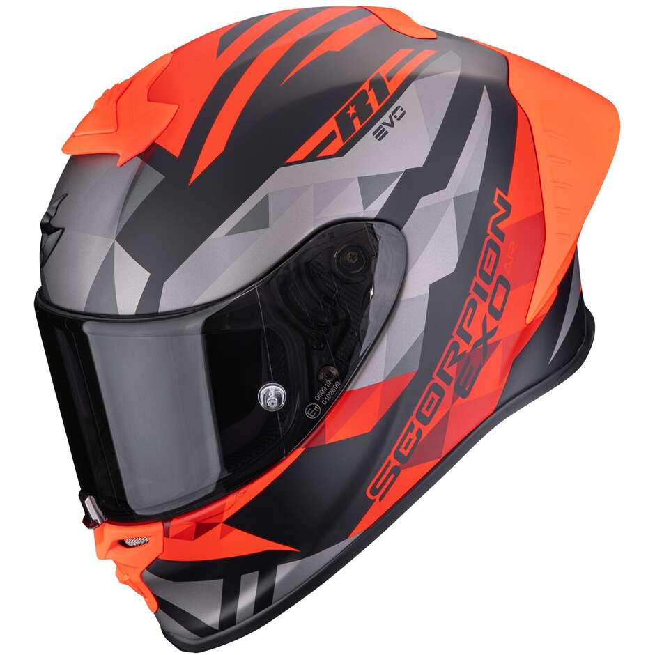 Scorpion EXO-R1 EVO II AIR VALERE Integralhelm für Motorrad, mattschwarz/rot