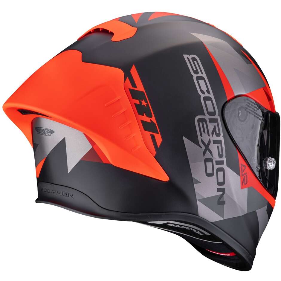 Scorpion EXO-R1 EVO II AIR VALERE Integralhelm für Motorrad, mattschwarz/rot