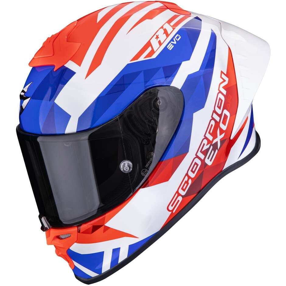 Scorpion EXO-R1 EVO II AIR VALERE Integralhelm Motorrad Weiß Rot Blau