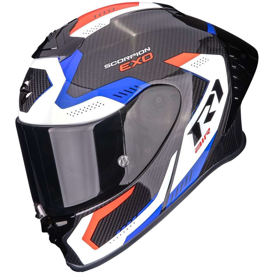 Scorpion EXO-R1 EVO II CARBON AIR PROPEL Integralhelm für Motorräder, Schwarz, Weiß, Rot