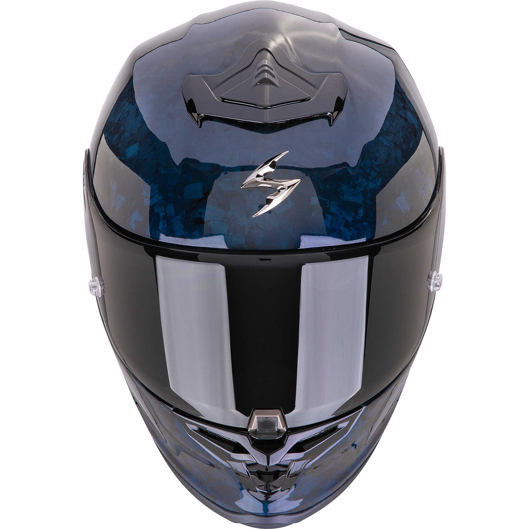 scorpion blue and.silver motorcycle helmet EXO-T520 Nama-Shimi Black/Gold XS The wide eye port allows for greater peripheral vision and accommodates most sizes and brands of goggles Scorpion Exo R1 Evo Carbon