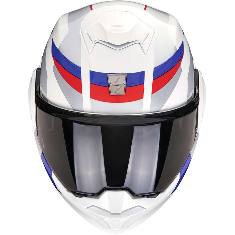 Scorpion EXO-TECH EVO PRO ACUTI P/J Modularer Motorradhelm Weiß Blau Rot
