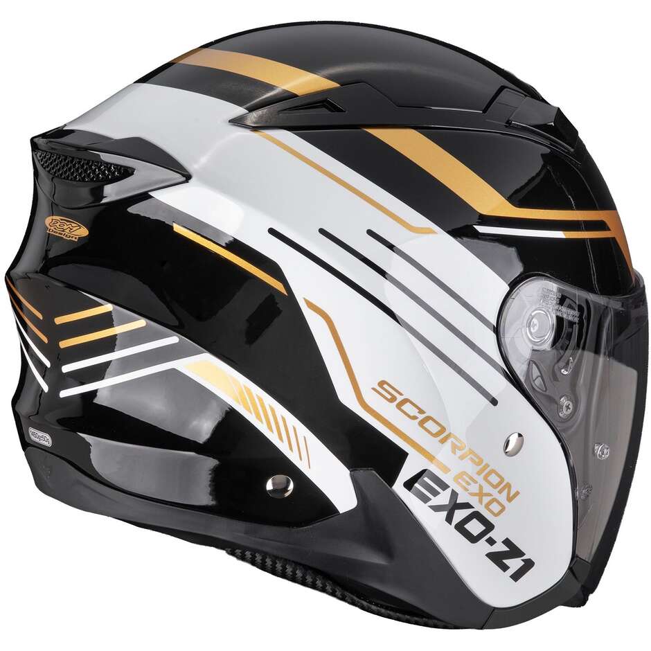 Scorpion EXO-Z1 PRYMUS Jet Motorradhelm Schwarz Weiß Gold