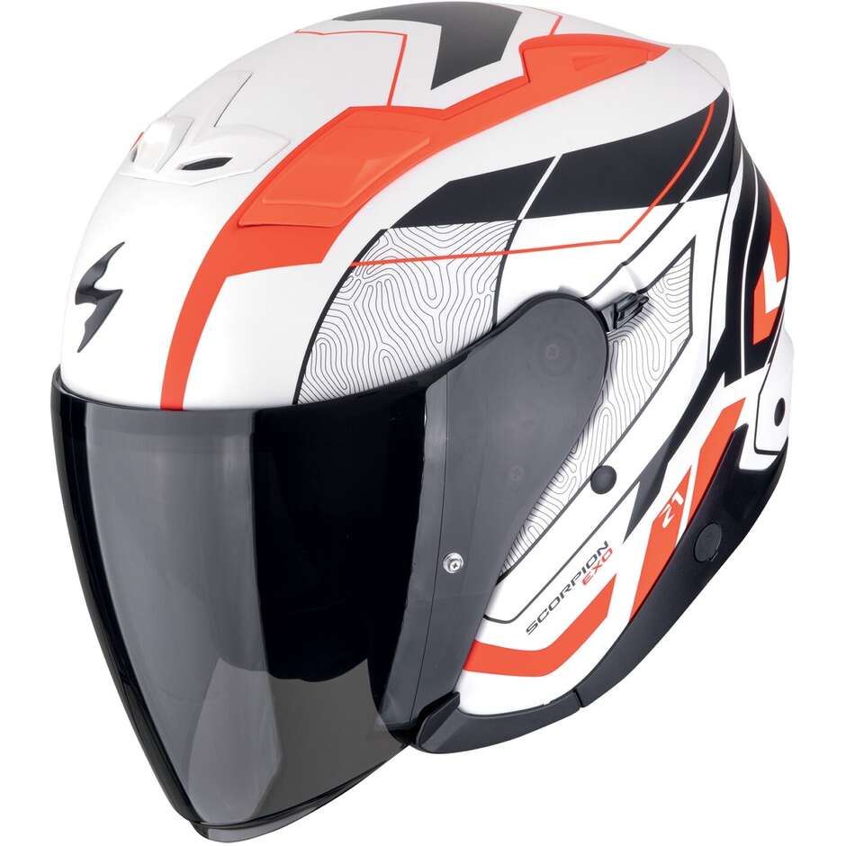 Scorpion EXO-Z1 VUE Jet Motorcycle Helmet Matt White Red Black