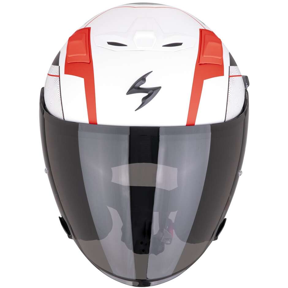 Scorpion EXO-Z1 VUE Jet Motorcycle Helmet Matt White Red Black
