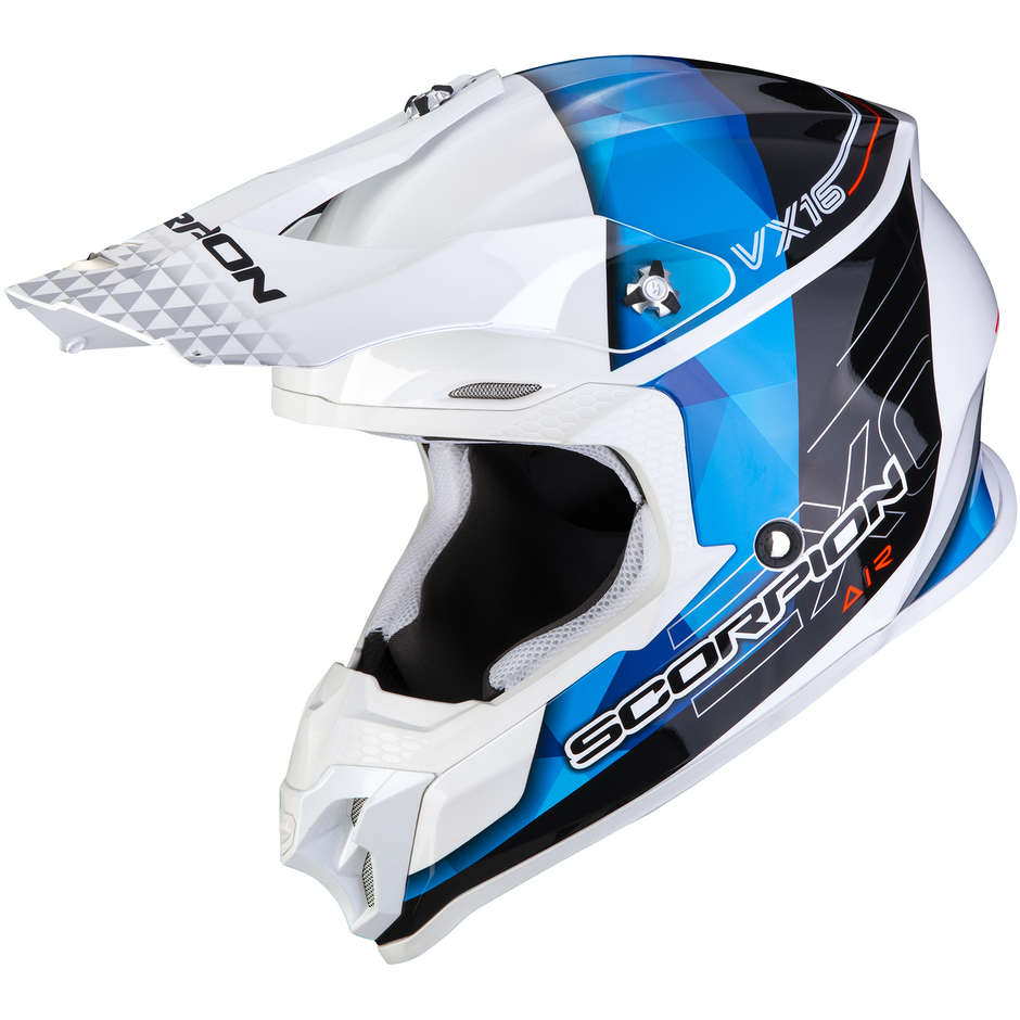Scorpion VX-16 AIR GEM Motorcycle Helmet White Blue