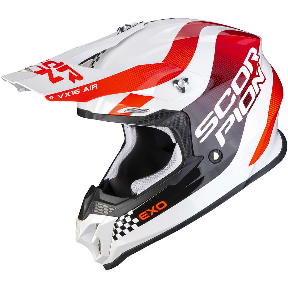 Scorpion VX-16 AIR Soul White Red Motorcycle Helmet