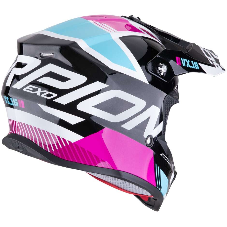 Scorpion VX-16 EVO AIR ANALOG Cross Enduro Motorcycle Helmet Metal Black Blue Pink