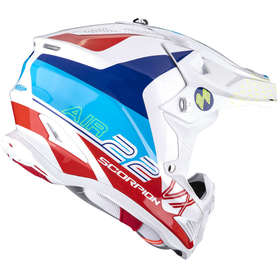 Scorpion VX-22 AIR ARES Motorcycle Helmet White Blue Red