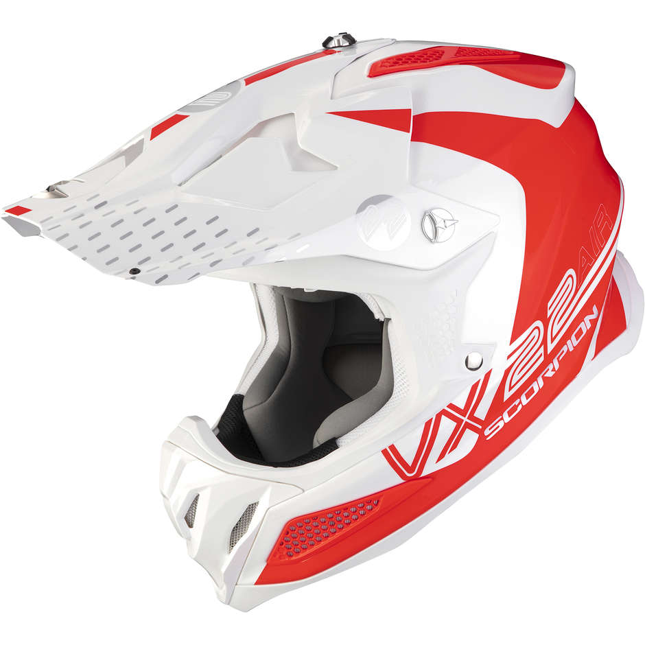 Scorpion VX-22 AIR ARES Motorcycle Helmet White Red Fluo