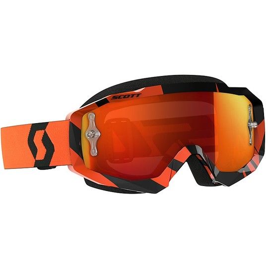 Scott Hustle MX Cross Enduro Motorcycle Glasses Black Orange Chromo Orange Lens + Clear Lens