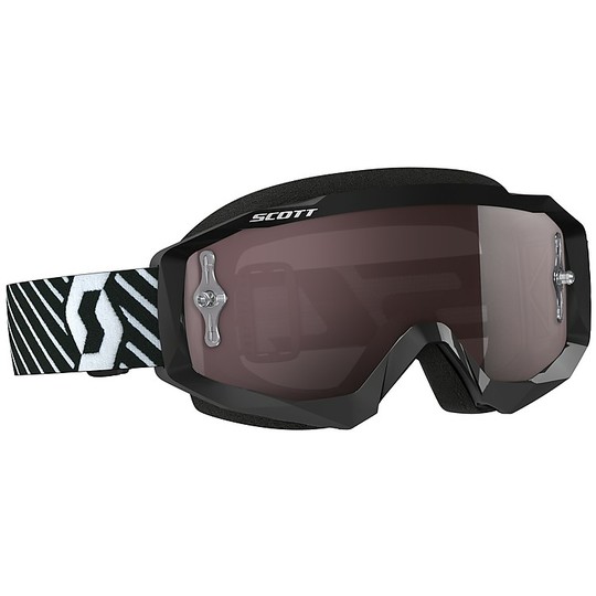 Scott Hustle MX Cross Enduro Motorcycle Glasses Black White Silver Lens + Clear Lens