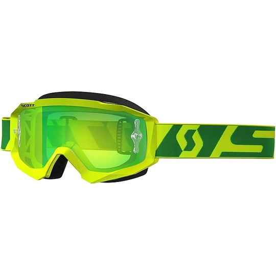 Scott Hustle MX Cross Enduro Motorcycle Glasses Green Yellow Chromo Green Lens + Clear Lens