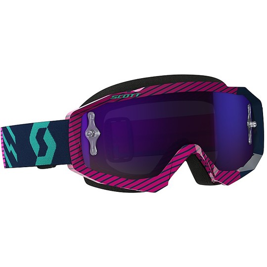 Scott Hustle MX Cross Enduro Motorcycle Glasses Pink Blue Chromo Purple Lens + Clear Lens