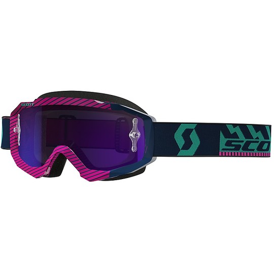 Scott Hustle MX Cross Enduro Motorcycle Glasses Pink Blue Chromo Purple Lens + Clear Lens