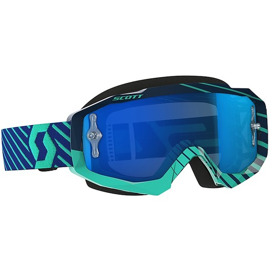 Scott Hustle MX Cross Enduro Motorcycle Goggles Blue Celeste Blue Chrome Lens + Clear Lens