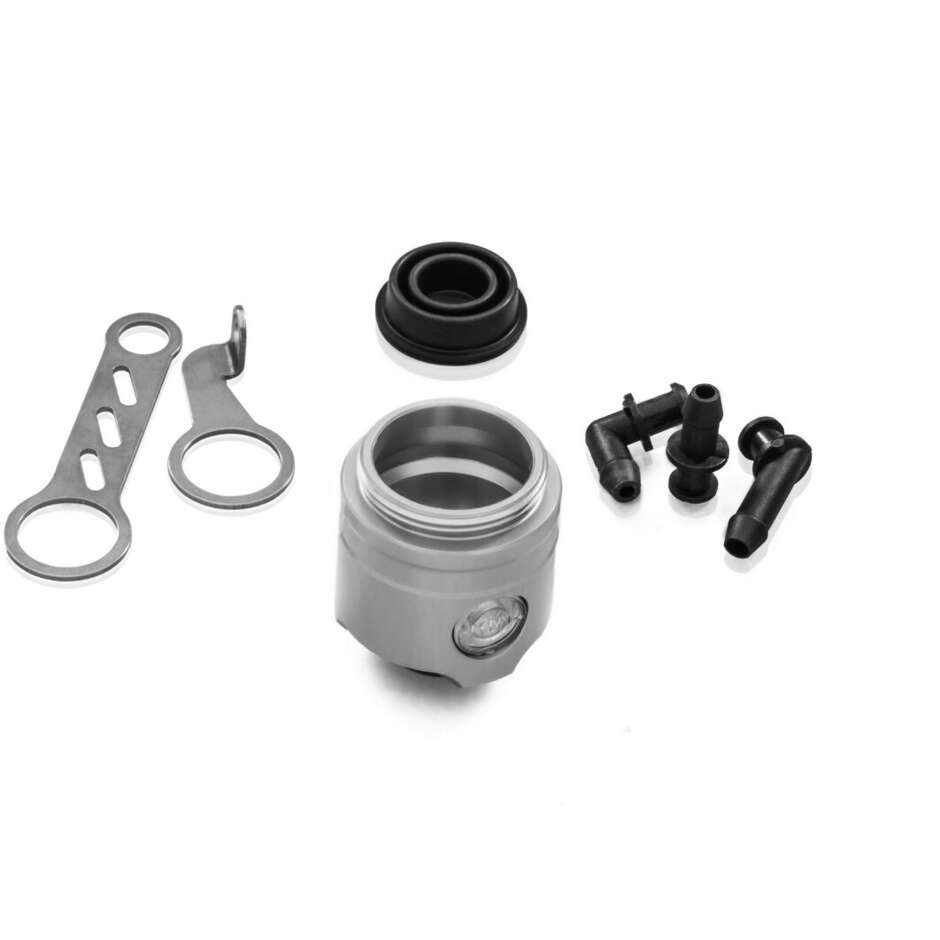 SEB12 Ölbehälter für Hinterradbremse und Kupplung, 12 ml, mit Schauglas – CNC Racing-Gehäuse nur silber