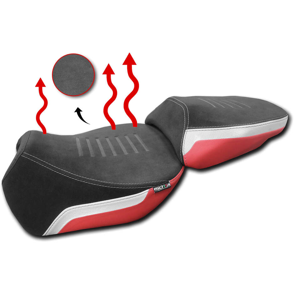 Sella Anteriore Comfort Riscaldata Isotta Canale Prostatico Ducati Multistrada V4 Bianco Nero Rosso