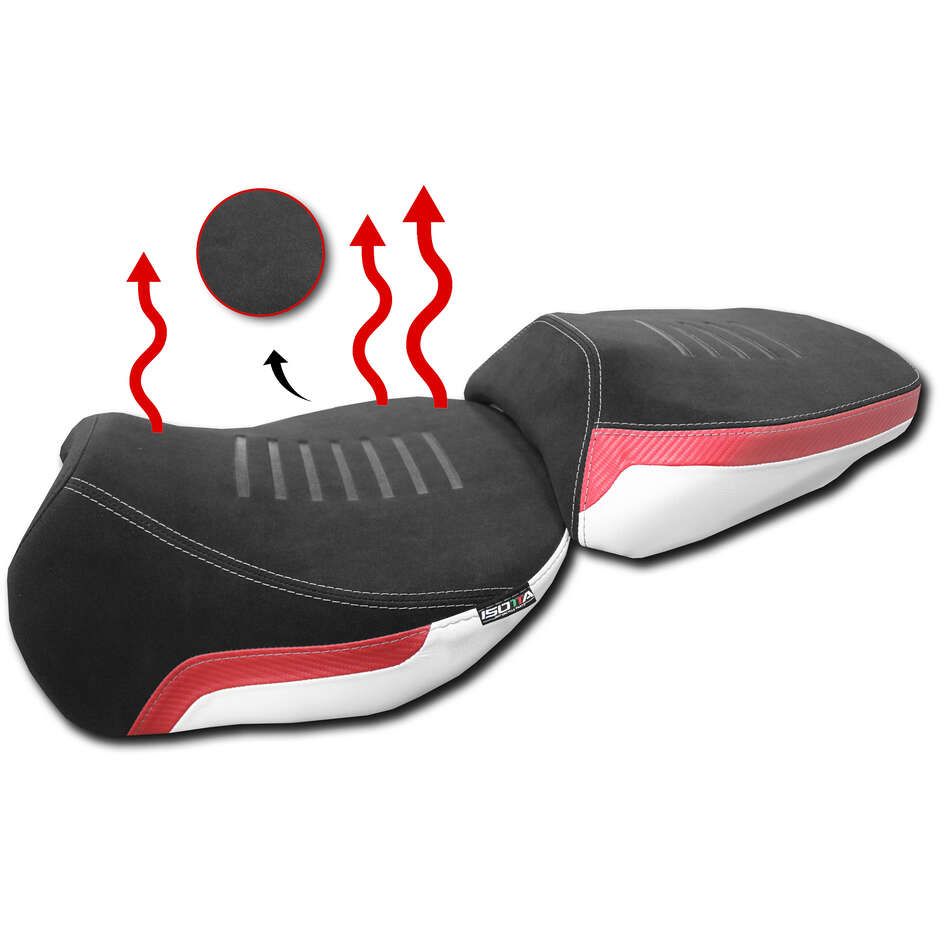 Sella Anteriore Comfort Riscaldata Isotta Canale Prostatico Ducati Multistrada V4 Bianco Rosso