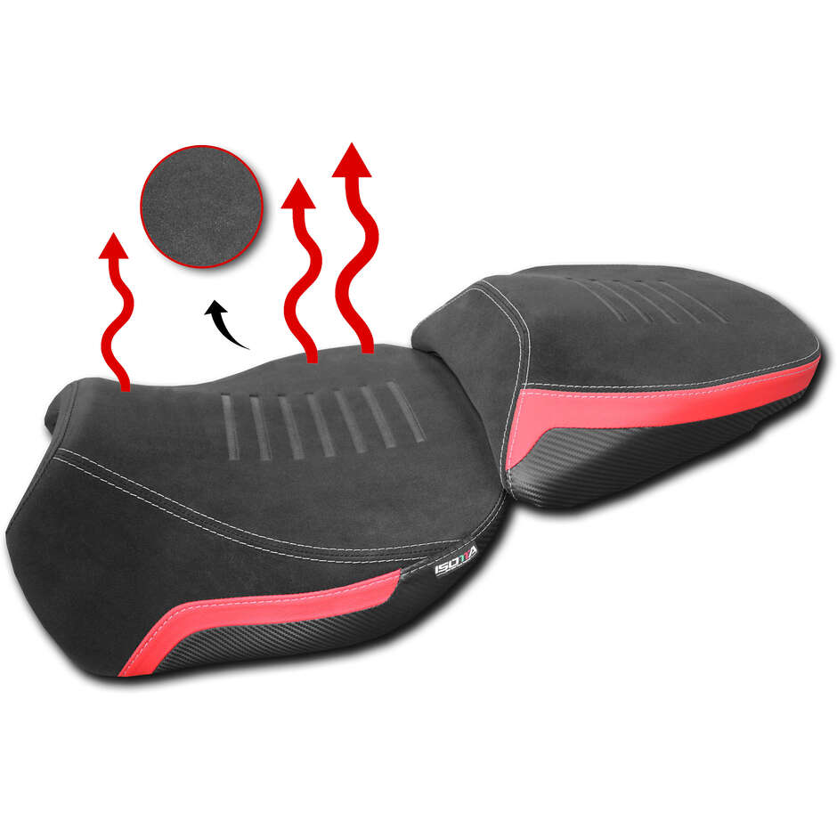 Sella Anteriore Comfort Riscaldata Ribassata Isotta per Ducati Multistrada V4 Nero Rosso