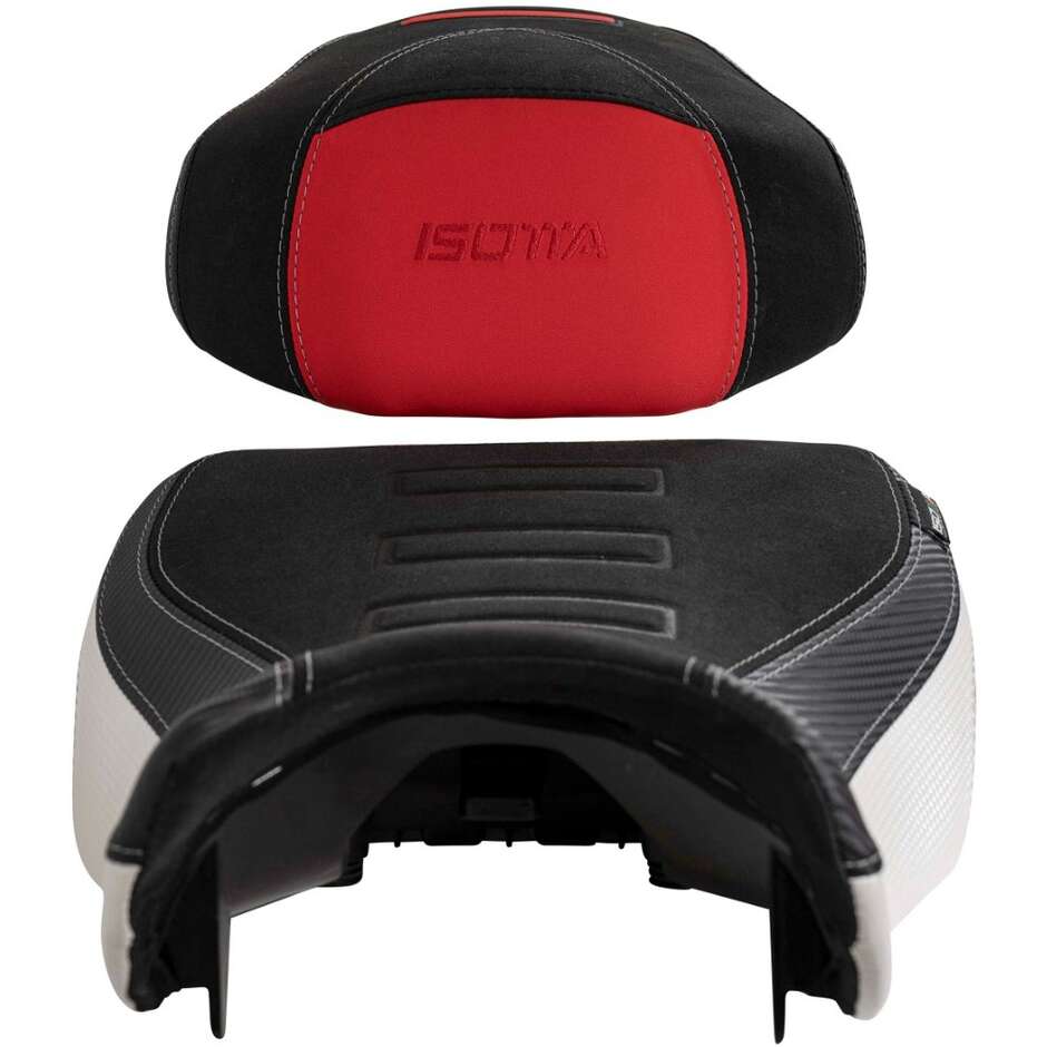 Selle avant confort abaissée Isotta de 2 cm pour Benelli TRK 702, rouge