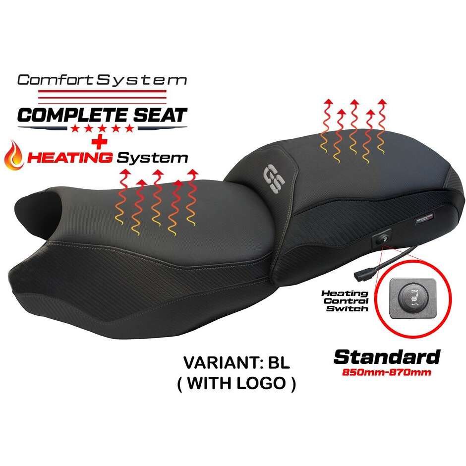 Selle complète TPZ Italia spécifique pour BMW R 1250 GS (modèles 2019-2023) Paphos, chauffante, confort complet - Standard