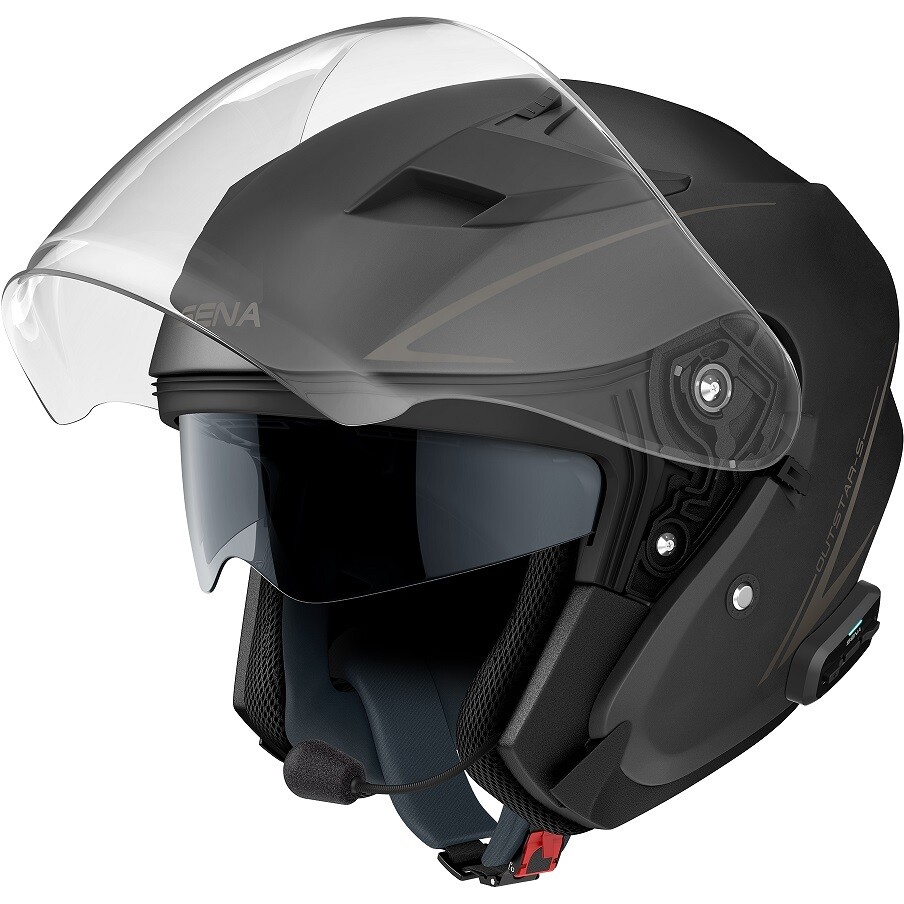 Sena OUTSTAR S Matt Black Jet Motorcycle Helmet With Integrated Bluetooth