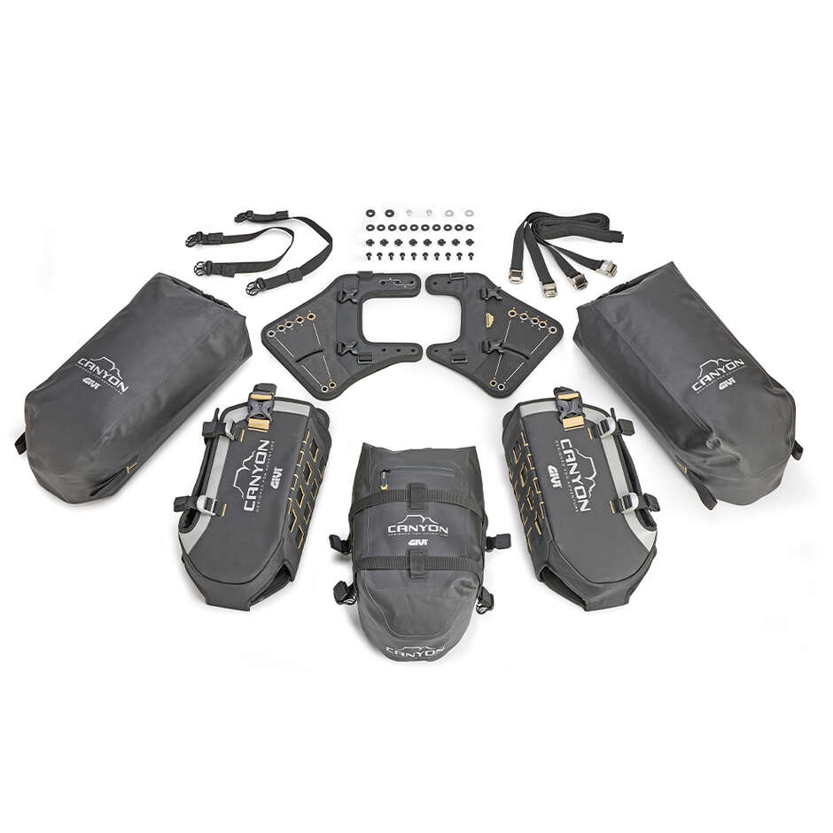 Set of 3 GIVI GRT721B Rear Bags Consisting of 2 Side Bags 16lt + 16lt and 1 Rear Bag 12lt