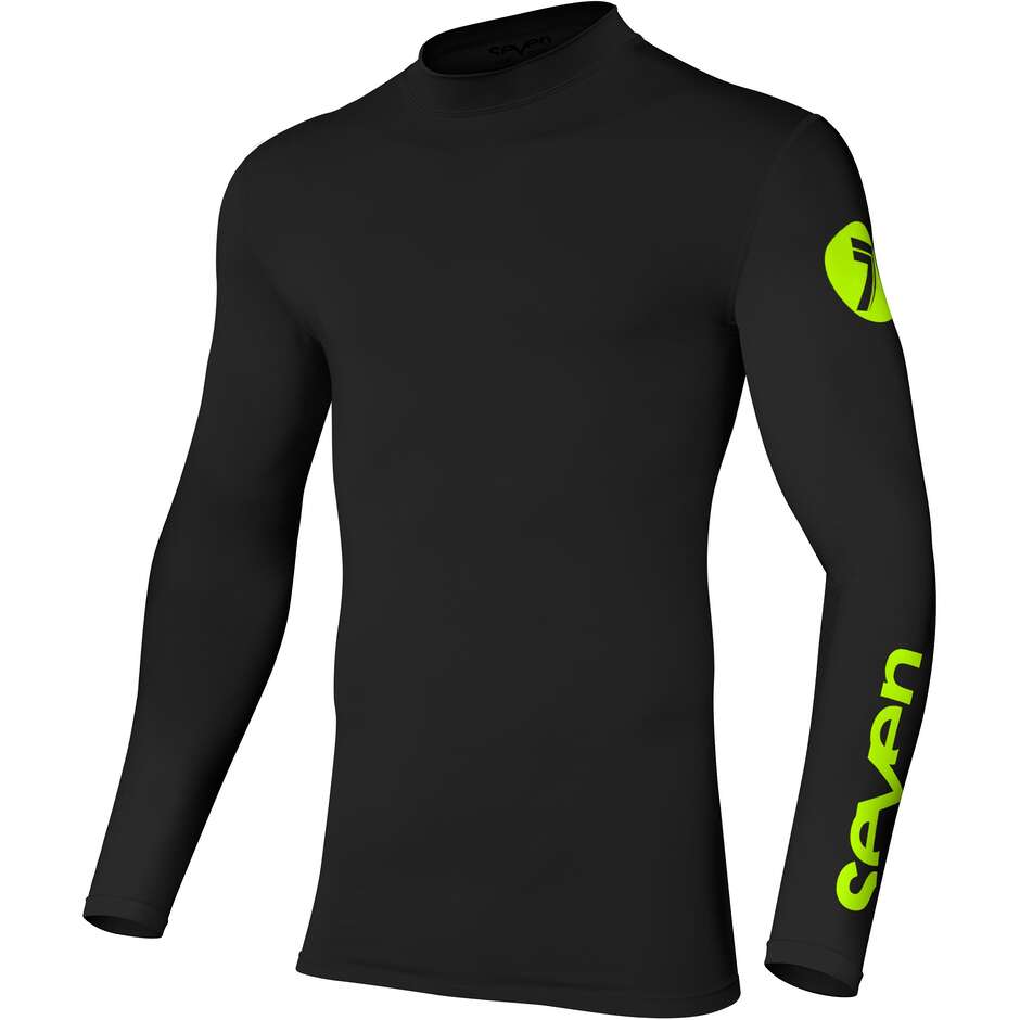 SEVEN MX ZERO Kompressions-Motocross-Trikot Schwarz Fluoreszierendes Gelb