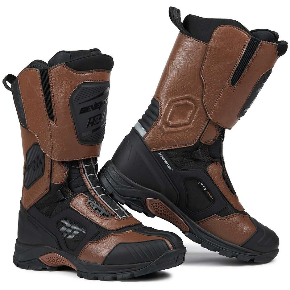 Seventy Degrees SD-BA6 STELVIO HIGH Braune Motorradstiefel