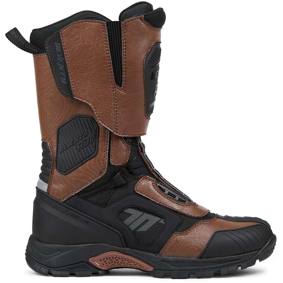 Seventy Degrees SD-BA6 STELVIO HIGH Braune Motorradstiefel