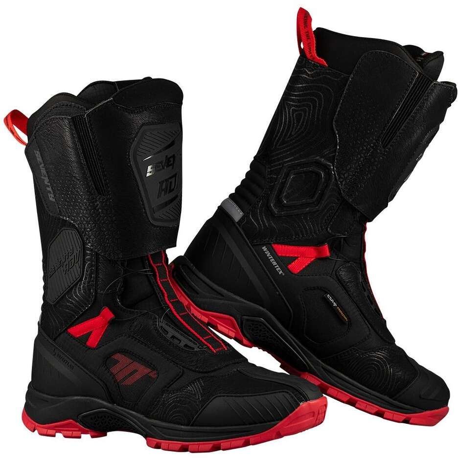 Seventy Degrees SD-BA6 STELVIO HIGH Motorcycle Boots Black Red