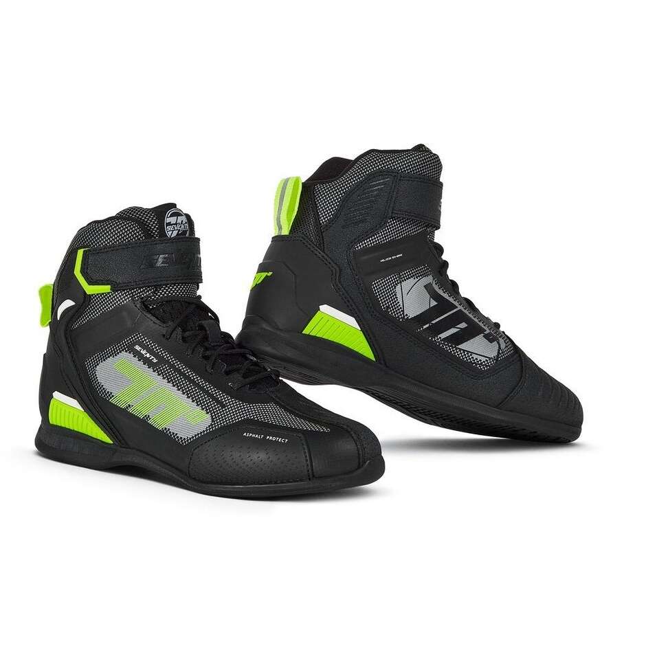 Seventy Degrees SD-BR2 VELOCE Motorradschuhe Schwarz Fluoreszierend Gelb
