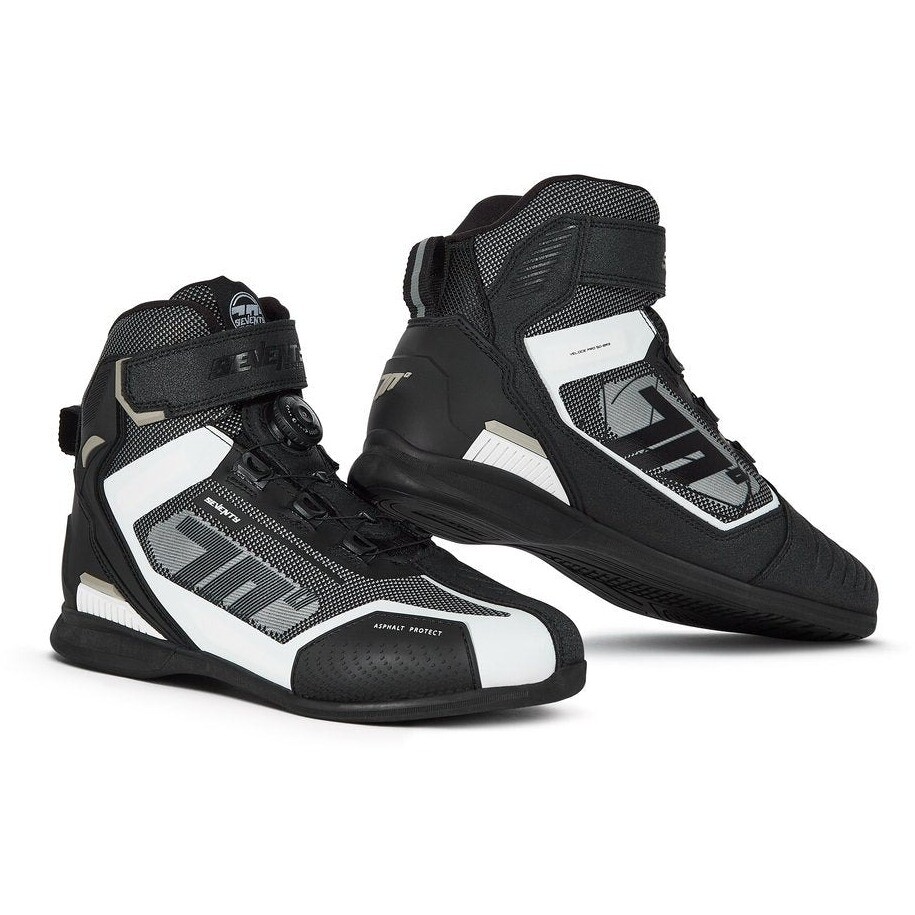 Seventy Degrees SD-BR3 VELOCE PRO Motorradschuhe Schwarz Weiß