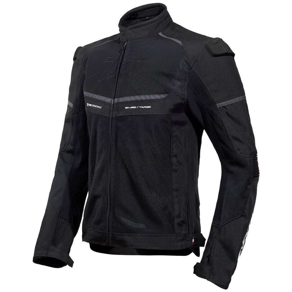 Seventy Degrees SD-JR60 THUNDER Motorradjacke Schwarz Grau Weiß